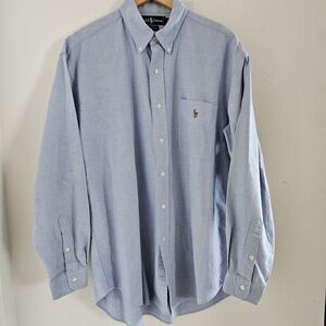 Ralph Lauren Men's Button Down Shirt sz Large Oxford LS Light Blue 100% Cotton